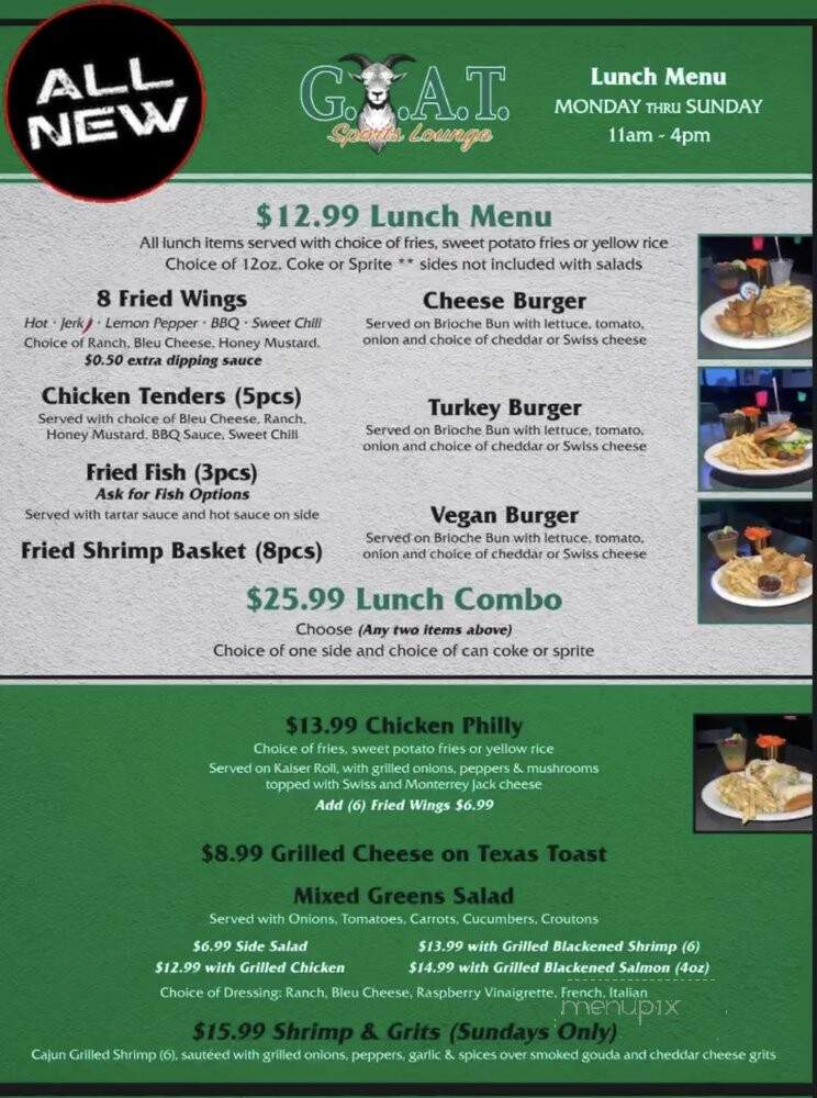 Goat Sports Lounge - McDonough, GA menu_pic