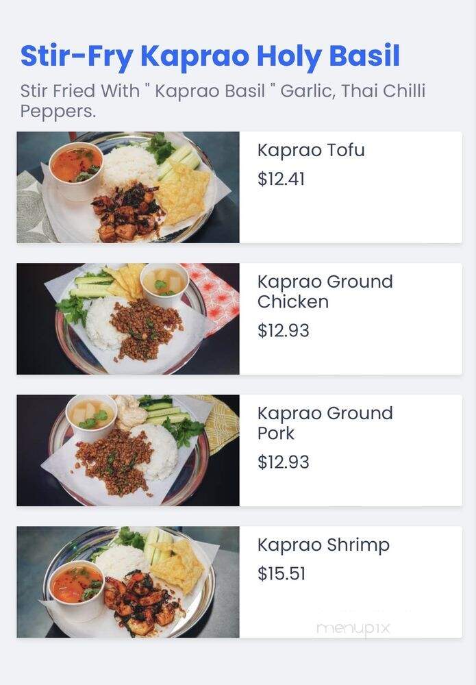 Kaprao Thai Street Food - Jacksonville, FL menu_pic