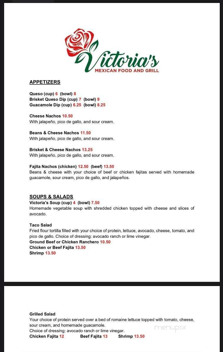Victoria's Mexican Food and Grill - Denham Springs, LA menu_pic