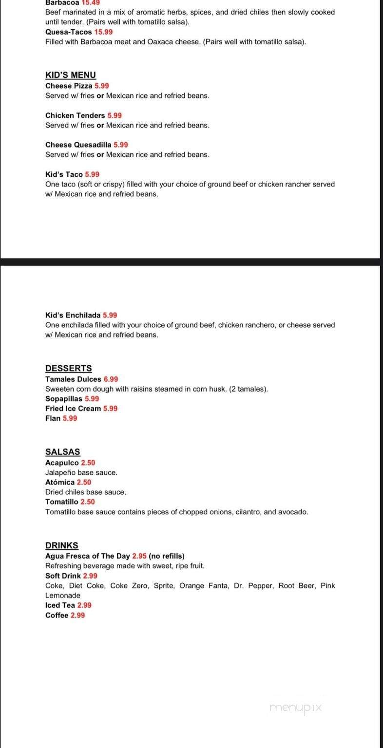 Victoria's Mexican Food and Grill - Denham Springs, LA menu_pic
