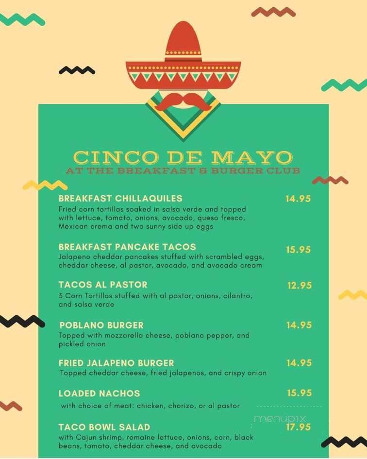 The Breakfast and Burger Club - Nyack, NY menu_pic