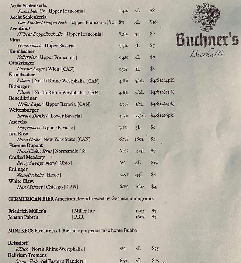 Buchner's Bierhalle - Jacksonville, FL menu_pic