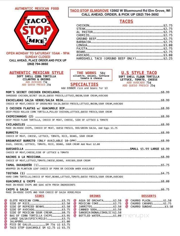 Taco Stop - Elm Grove, WI menu_pic
