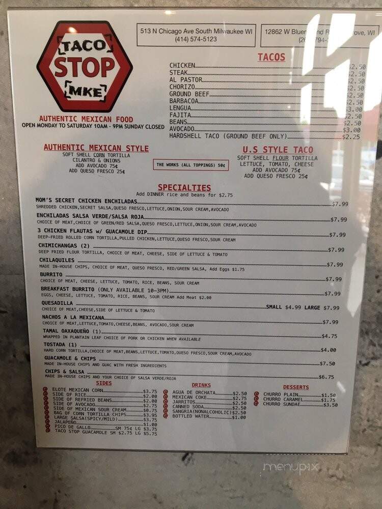 Taco Stop - Elm Grove, WI menu_pic