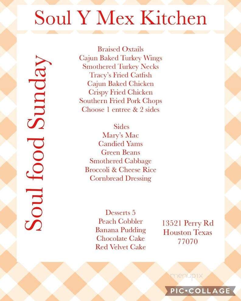 Soul Y Mex Kitchen - Houston, TX menu_pic