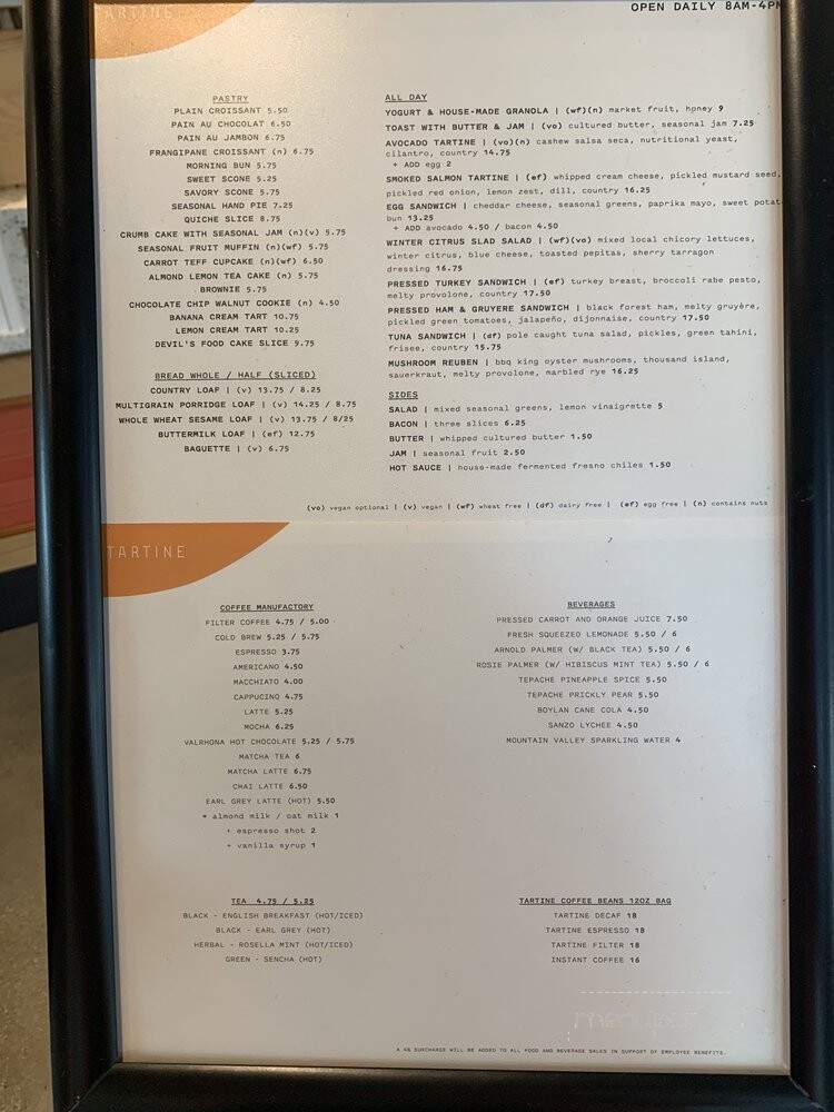 Tartine - Pasadena, CA menu_pic