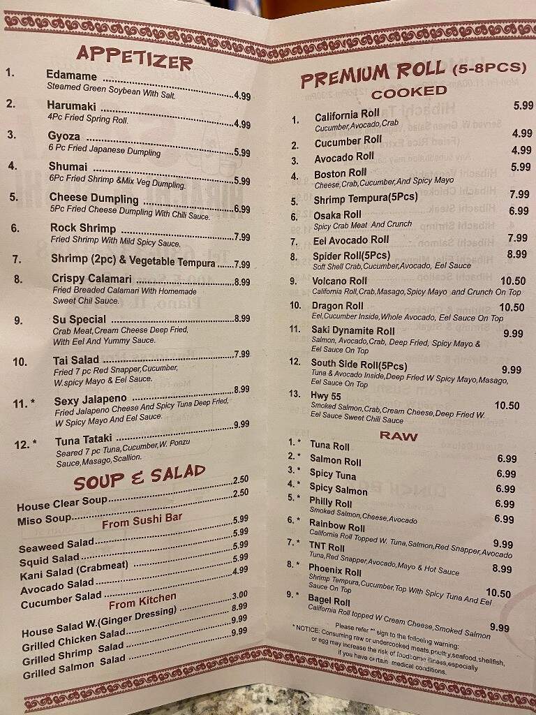 Saki Hibachi & Sushi - Plano, IL menu_pic
