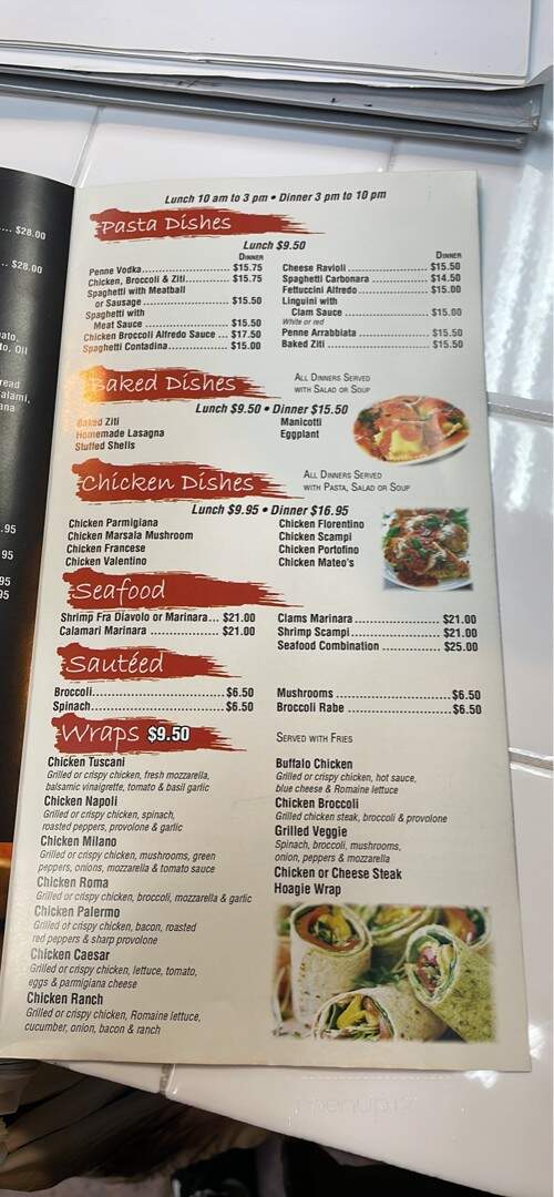 Mateo's Tomato Pie & Restaurant - Hainesport, NJ menu_pic