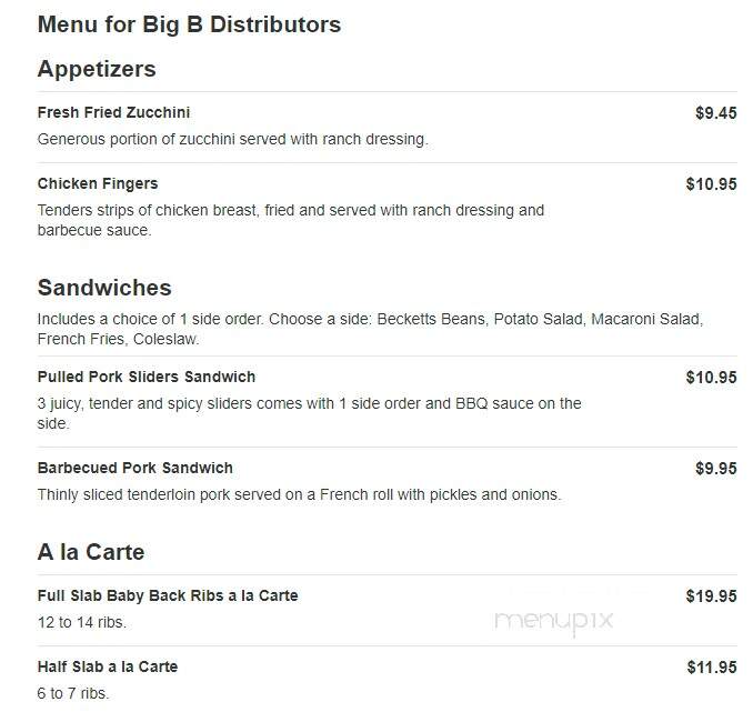 Big B Barbecue - Evansville, IN menu_pic