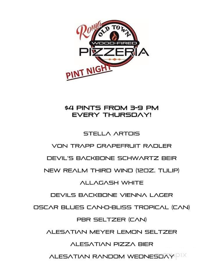 Roma's Old Town Wood-Fired Pizzaria - Winchester, VA menu_pic