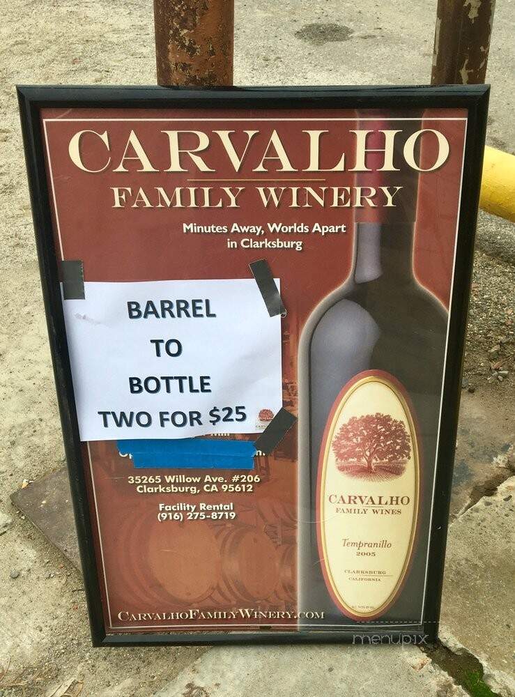 Carvalho Family Winery - Clarksburg, CA menu_pic