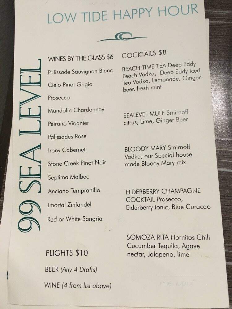 99 Sea Level - Bethany Beach, DE menu_pic