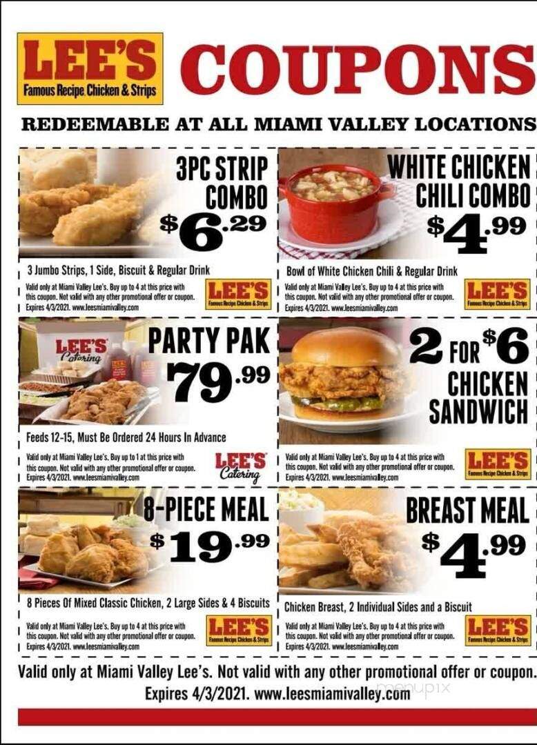 Lee's Famous Recipe - Brookville, OH menu_pic