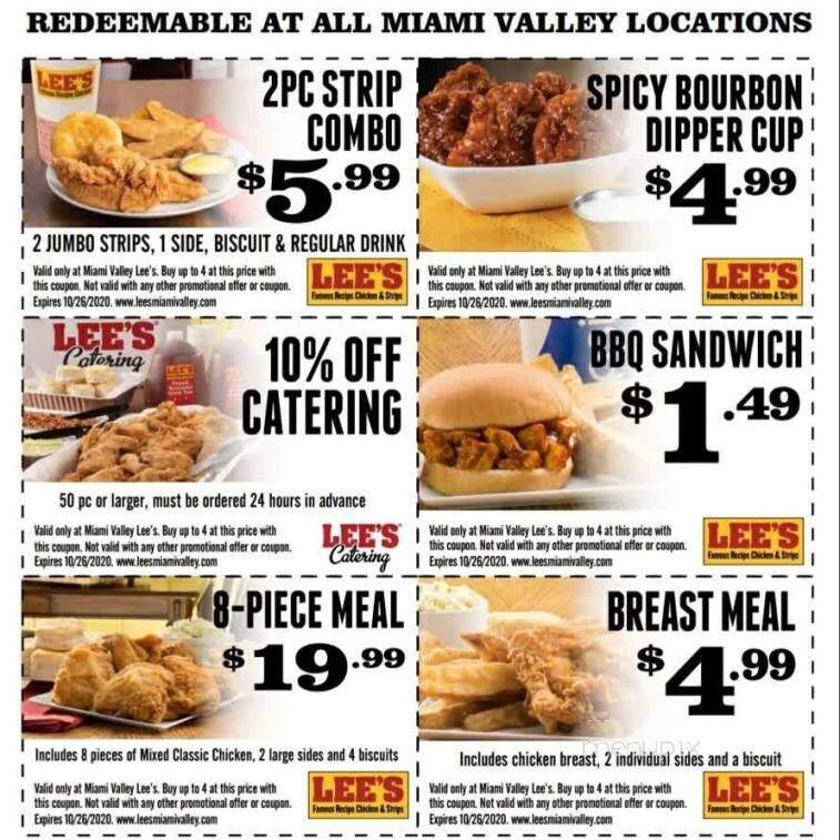Lee's Famous Recipe - Brookville, OH menu_pic