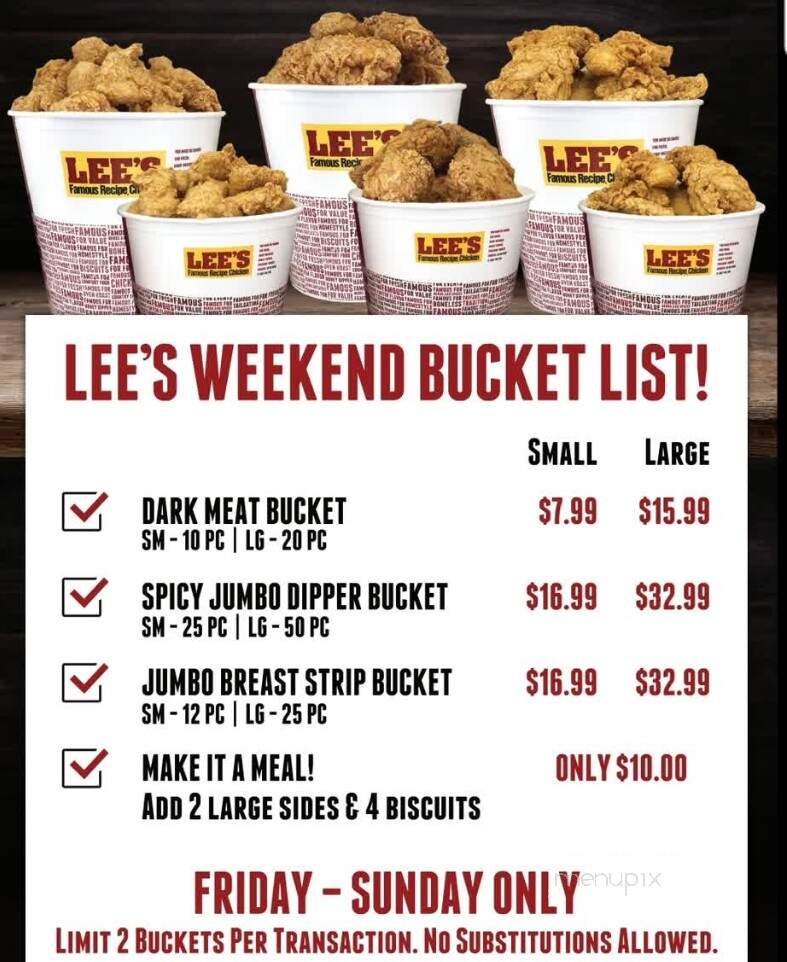Lee's Famous Recipe - Brookville, OH menu_pic