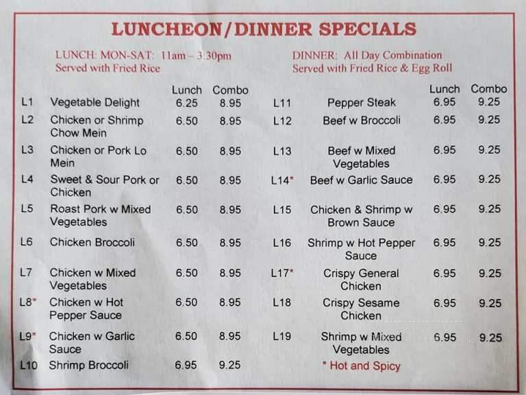 Li's Buffet - Gettysburg, PA menu_pic