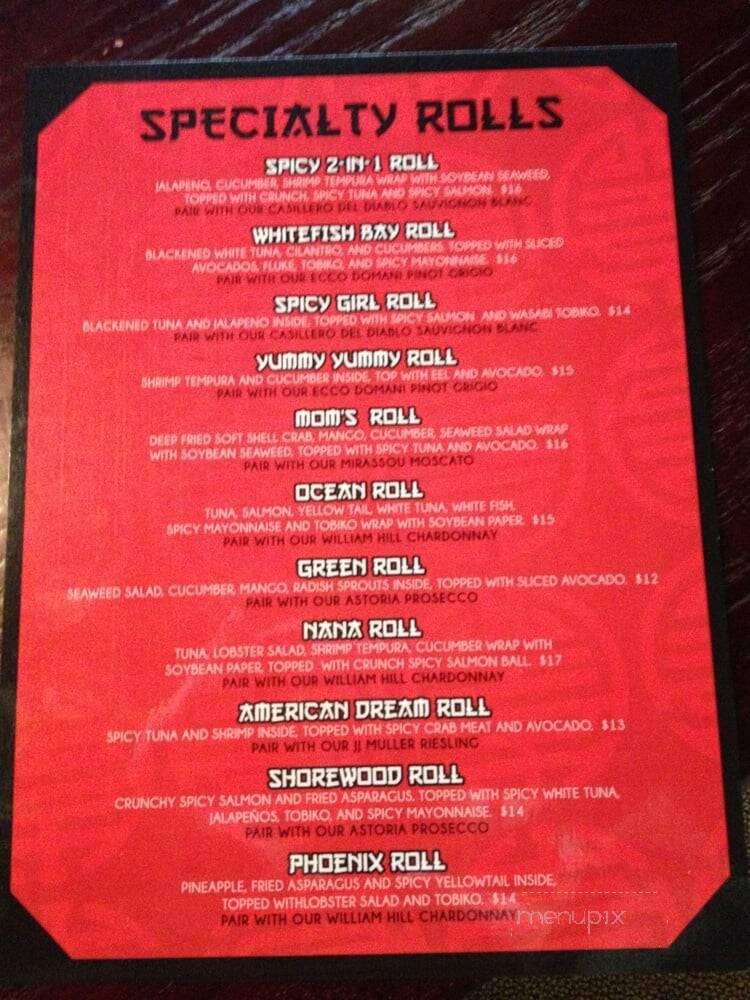 Nana Asian Fusion and Sushi Bar - Shorewood, WI menu_pic