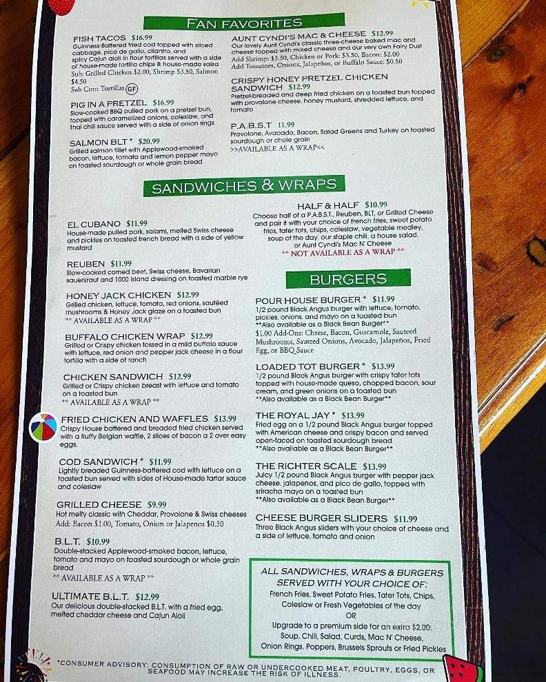Greene's Pour House - Neenah, WI menu_pic
