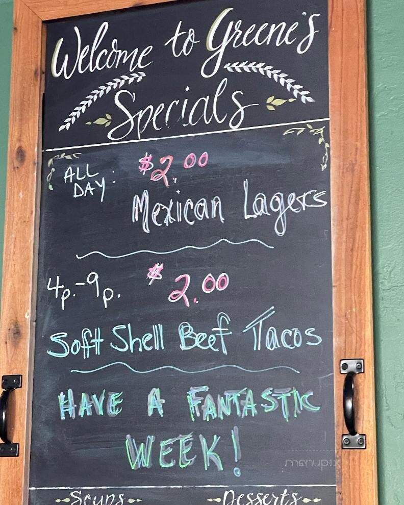 Greene's Pour House - Neenah, WI menu_pic