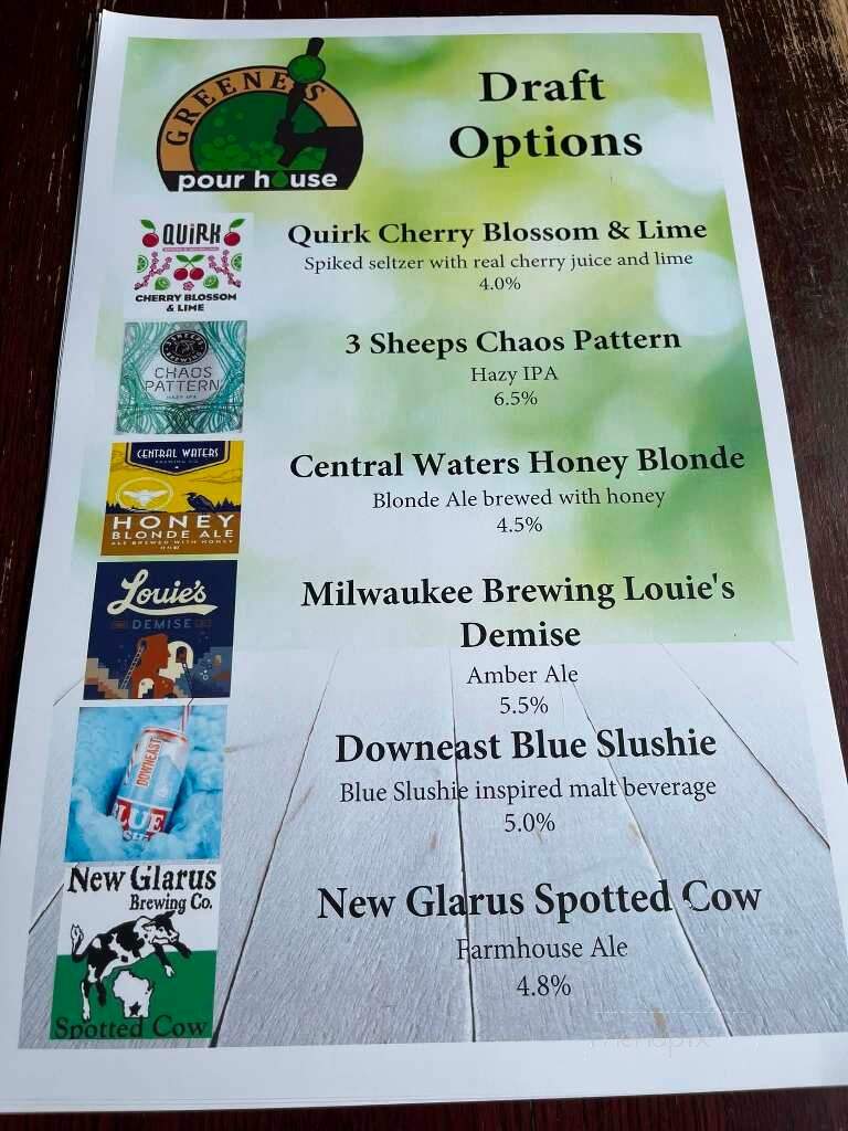 Greene's Pour House - Neenah, WI menu_pic