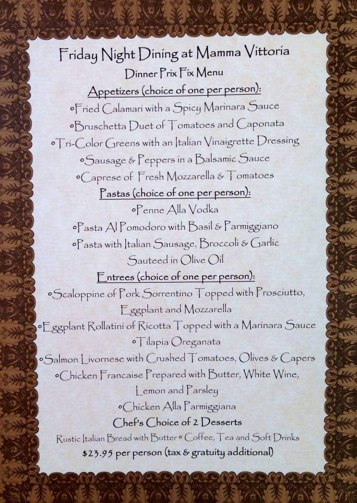 Mamma Vittoria Catering B.Y.O.B - Nutley, NJ menu_pic