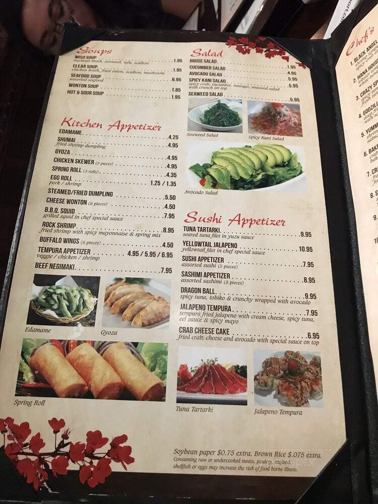 Hana Asian Bistro - Williamsport, PA menu_pic