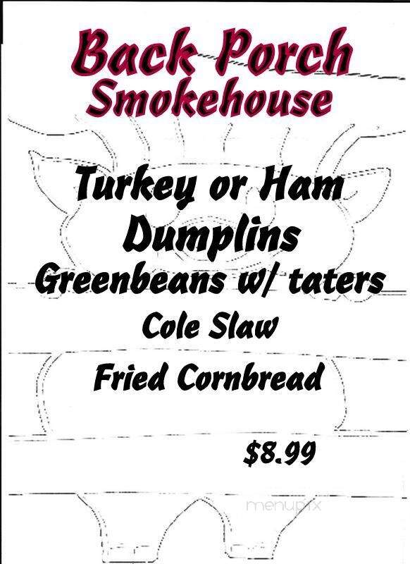 Back Porch Smokehouse - Mount Vernon, KY menu_pic
