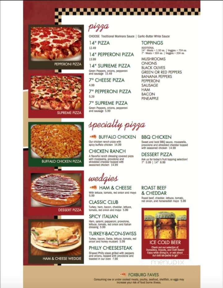 Foxburg Pizza & Country Store - Foxburg, PA menu_pic