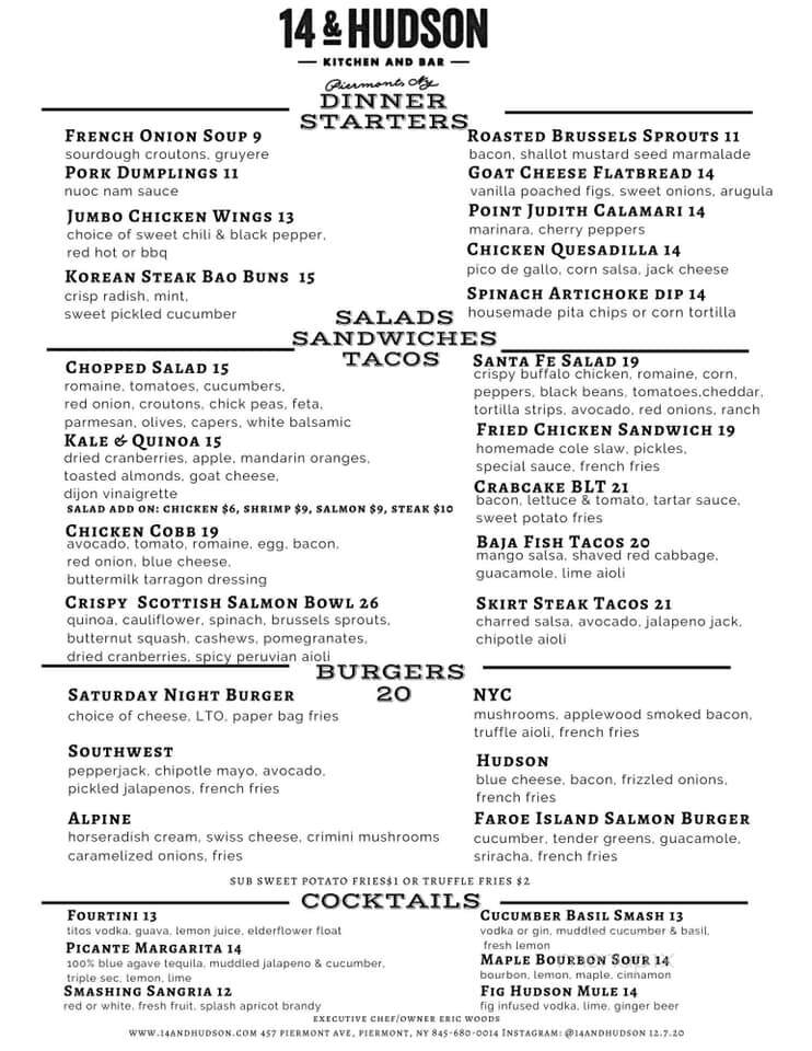 14 & Hudson - Piermont, NY menu_pic