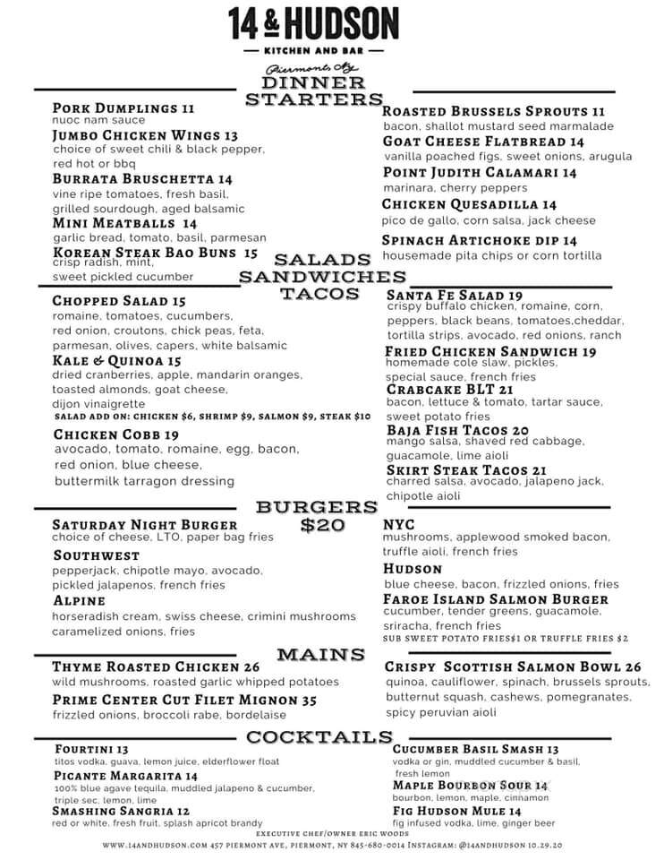 14 & Hudson - Piermont, NY menu_pic