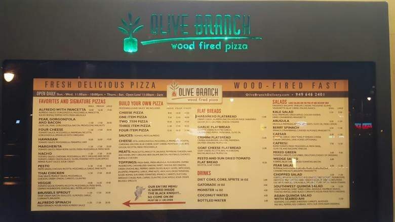 Black Knight-Olive Branch Pizza - Costa Mesa, CA menu_pic