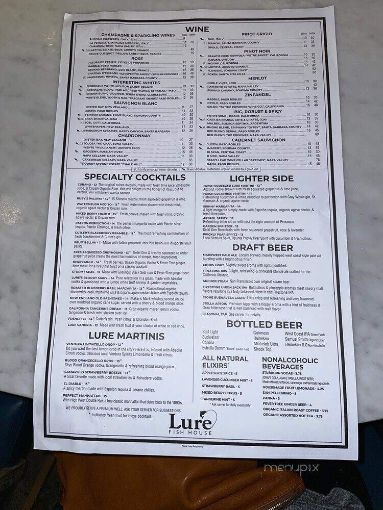 Lure Fish House - Santa Barbara, CA menu_pic