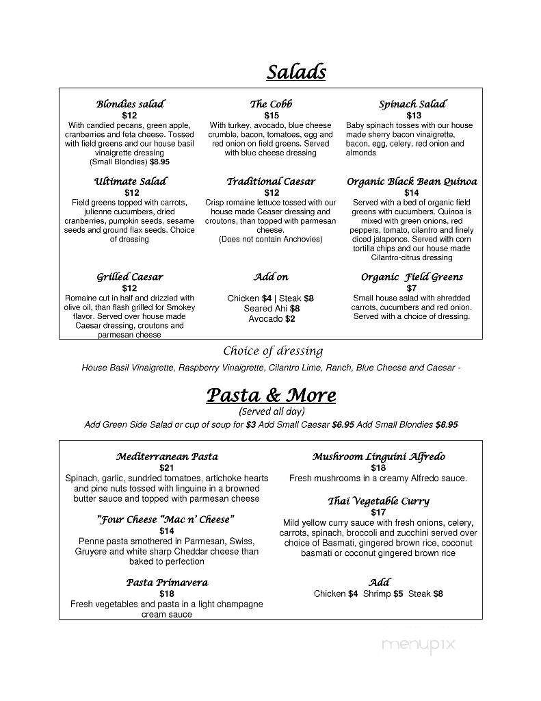 Blondies' Bistro - Grants Pass, OR menu_pic