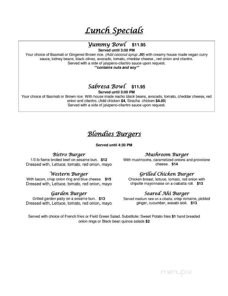 Blondies' Bistro - Grants Pass, OR menu_pic