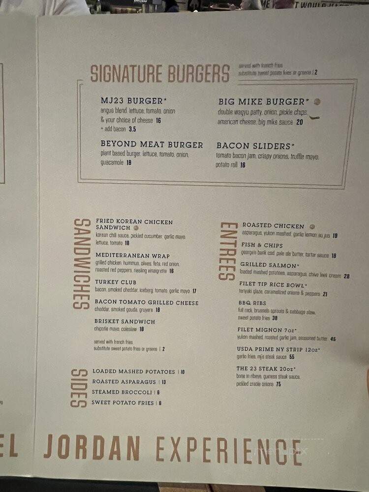 Michael Jordan's 23.Sportcafe - Uncasville, CT menu_pic