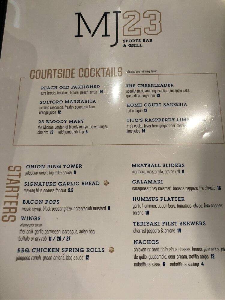 Michael Jordan's 23.Sportcafe - Uncasville, CT menu_pic