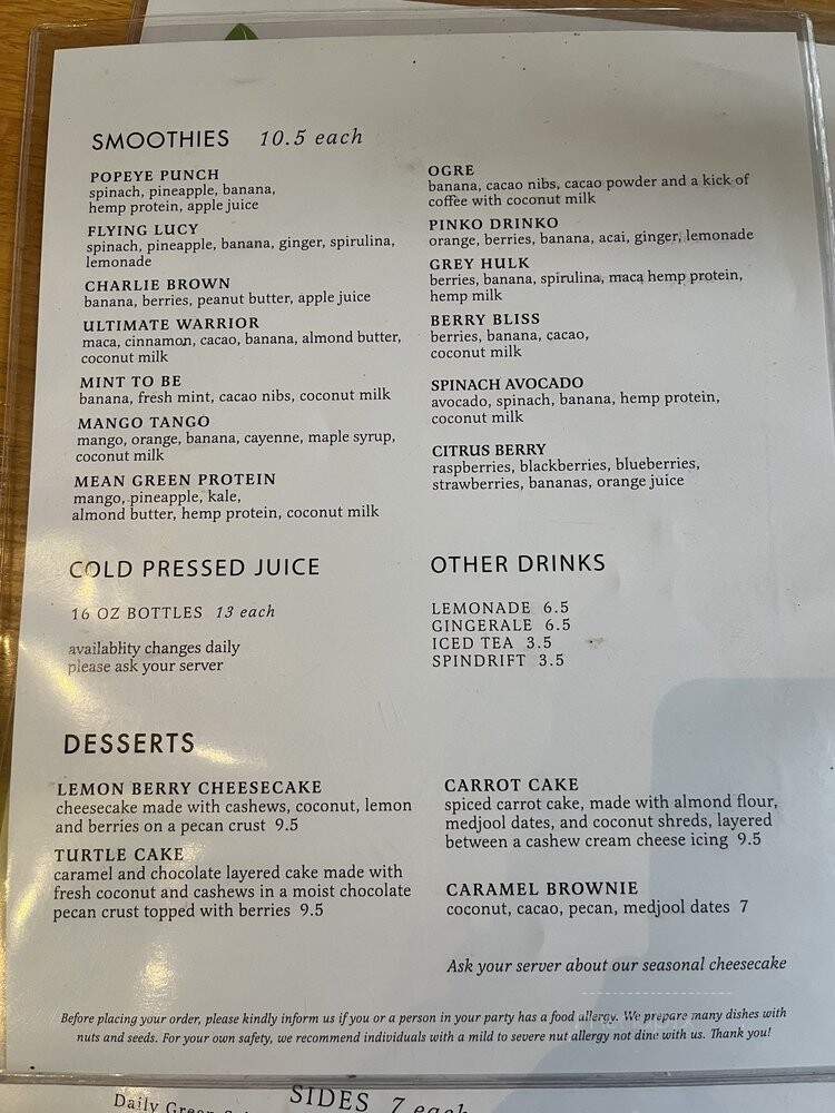 Luna's Living Kitchen - Charlotte, NC menu_pic