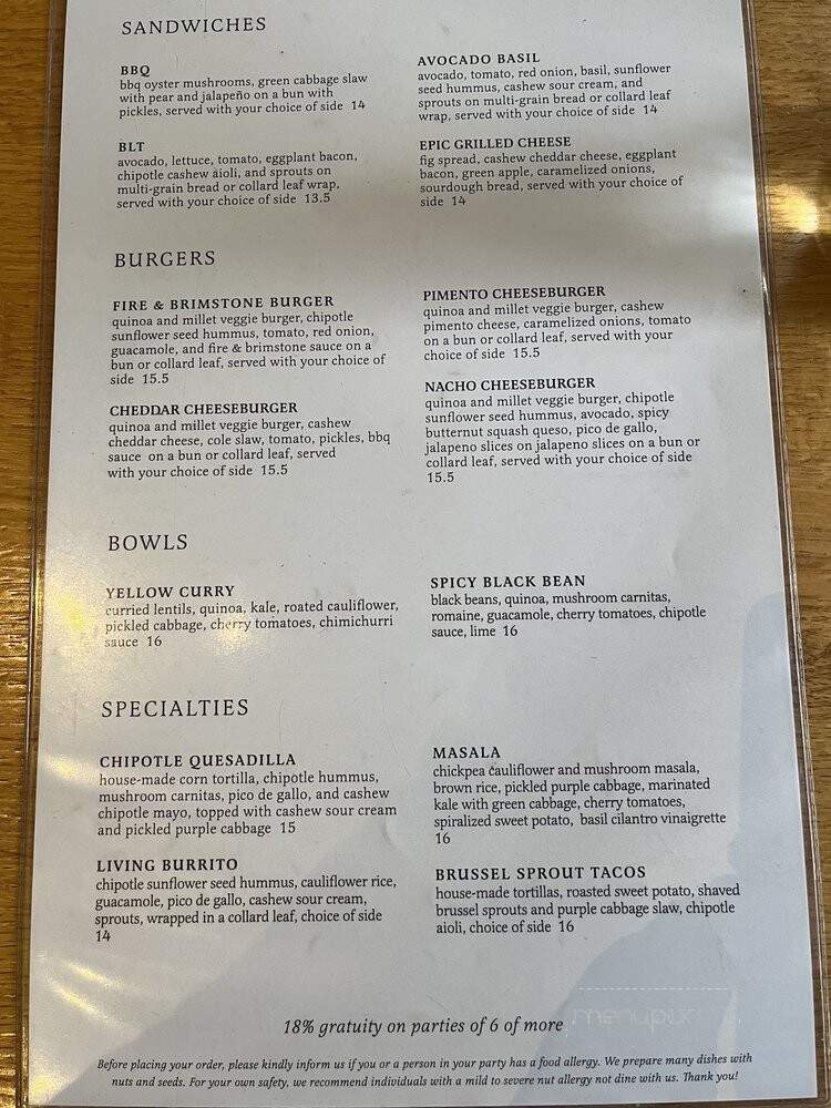 Luna's Living Kitchen - Charlotte, NC menu_pic