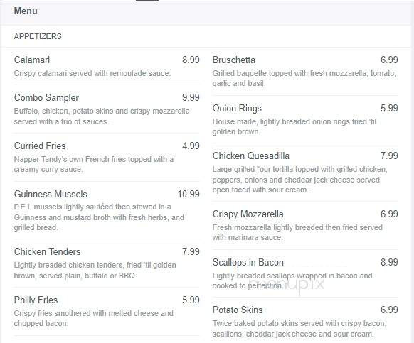Napper Tandy's - Norwood, MA menu_pic
