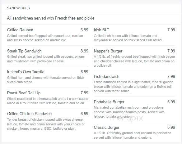Napper Tandy's - Norwood, MA menu_pic