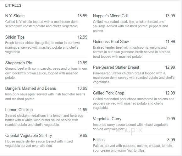 Napper Tandy's - Norwood, MA menu_pic