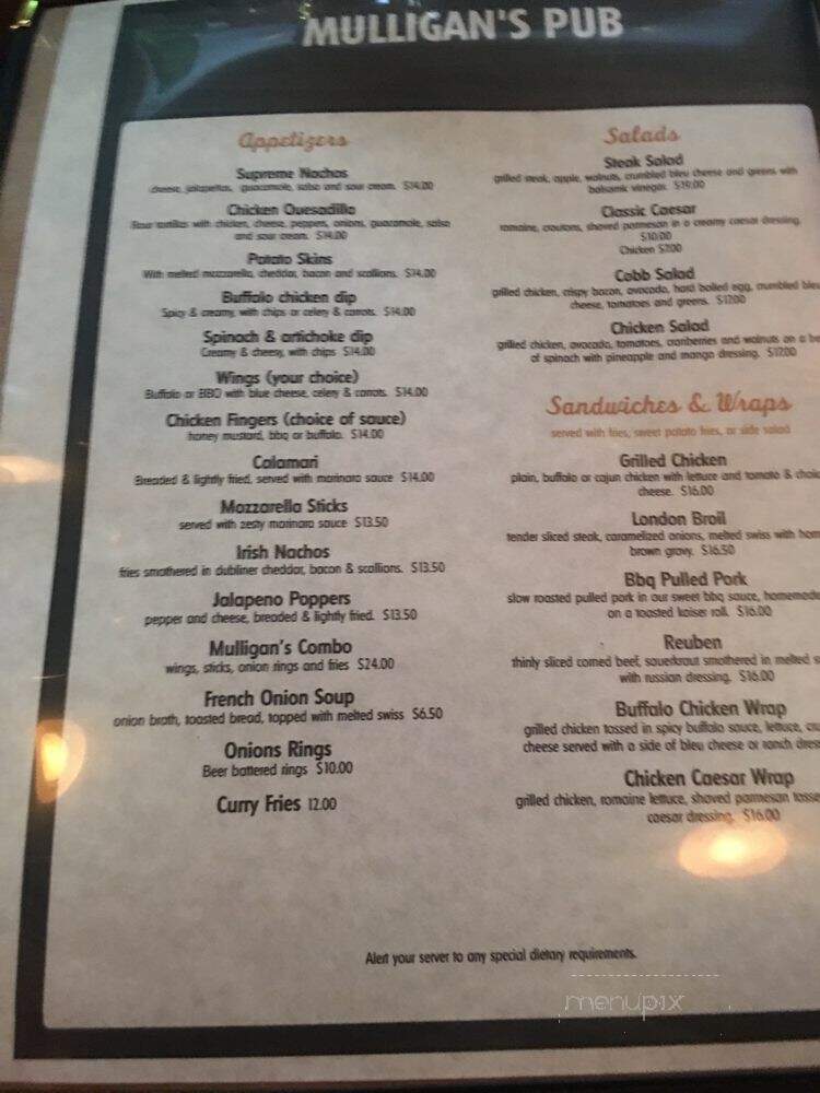 Mulligan's Pub - New York, NY menu_pic