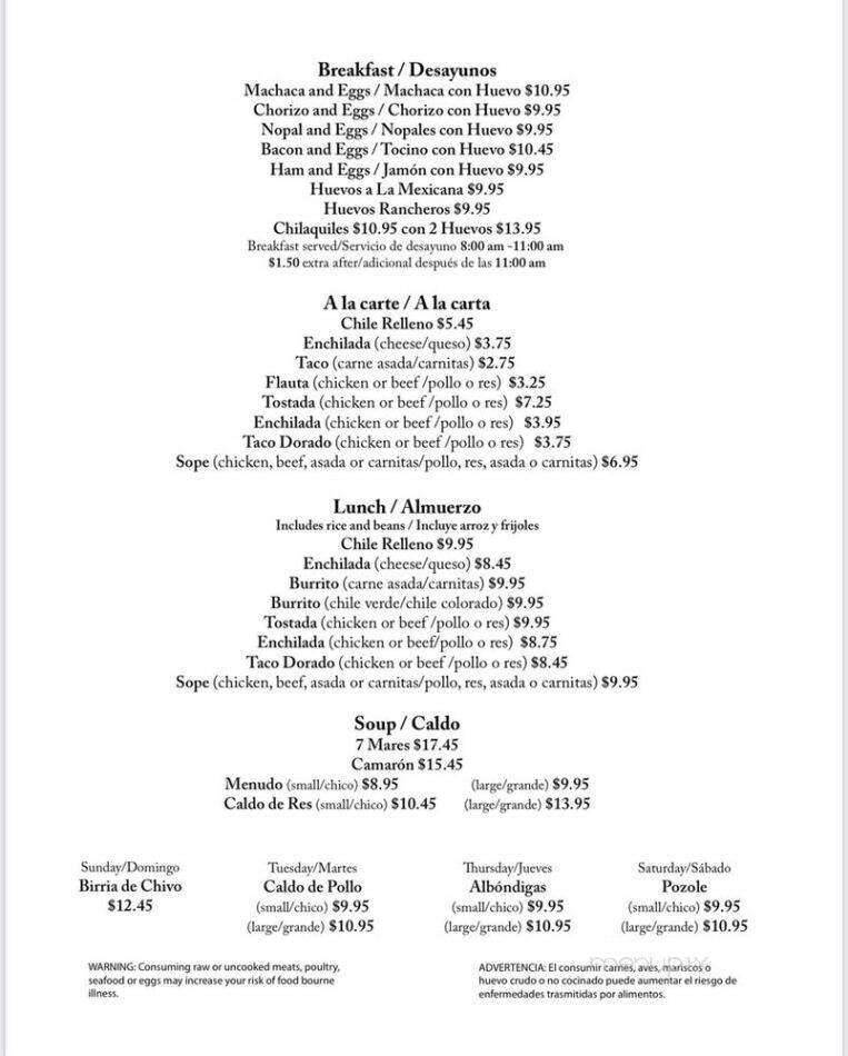 El Zacatecano - Salinas, CA menu_pic