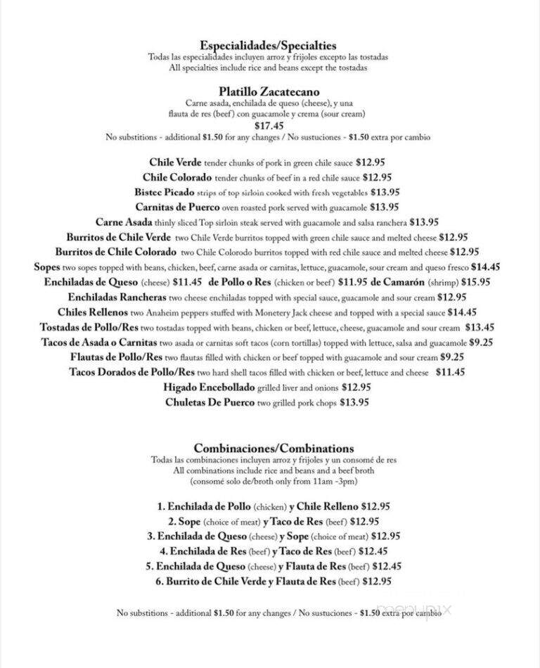El Zacatecano - Salinas, CA menu_pic