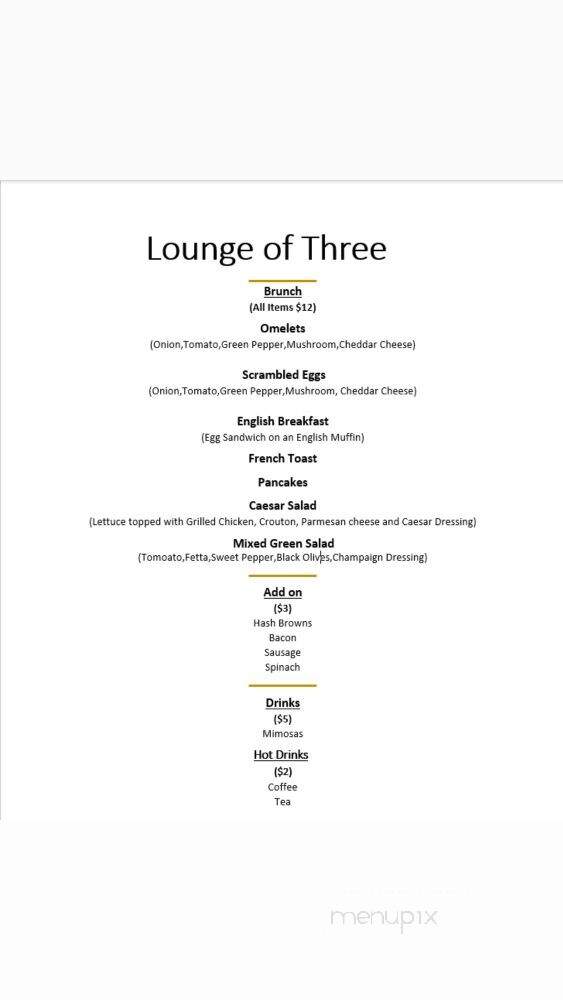 Lounge of Three - Washington, DC menu_pic