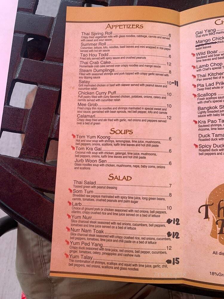 Thai Kitchen - Chester, NJ menu_pic