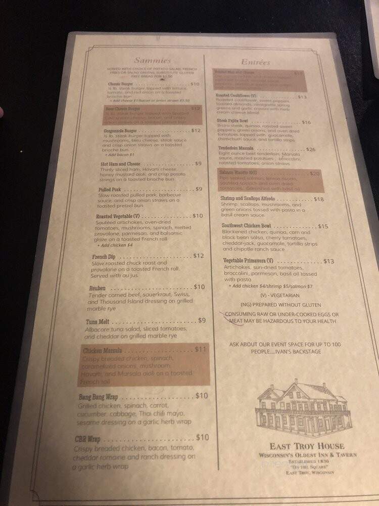 Ivan's on the Square - East Troy, WI menu_pic