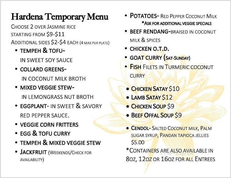 Hardena Restaurant - Philadelphia, PA menu_pic