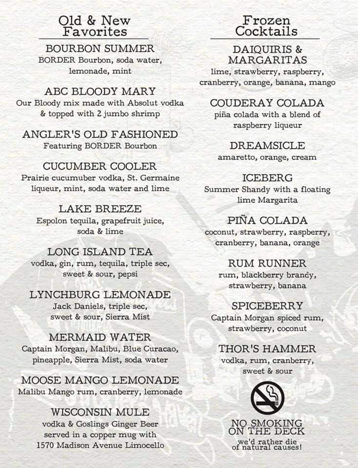 Angler's Haven Resort - Hayward, WI menu_pic