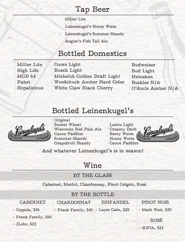Angler's Haven Resort - Hayward, WI menu_pic